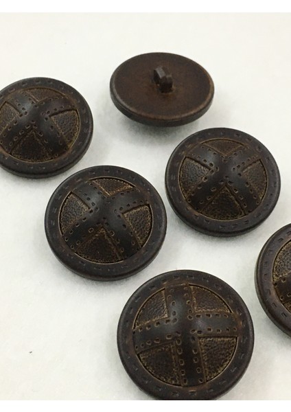Trençkot Mont Düğmesi 6 Lı Set Kahve