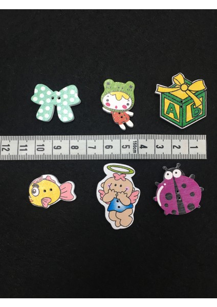 Bebek Düğmesi Karografi Süsleme Düğme 6 Lı Set