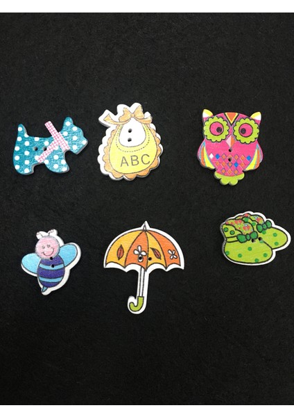 Bebek Düğmesi Karografi Süsleme Düğme 6 Lı Set