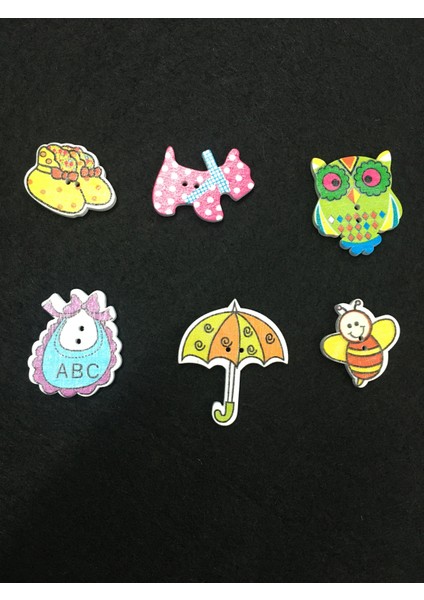 Bebek Düğmesi Karografi Süsleme Düğme 6 Lı Set
