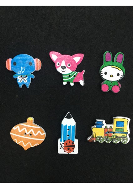 Bebek Düğmesi Karografi Süsleme Düğmesi 6 Lı Set