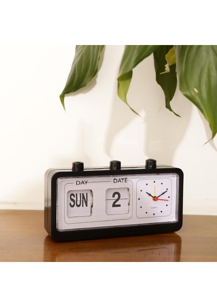 Üç Tuş Düğmesine Sahip Retro Vintage Takvim Flip Çanta Saati (Yurt Dışından)