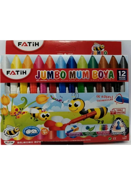 Jumbo Üçgen Mum Boya 12 Li