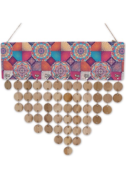 Vintage Bohemia Hatırlatma Takvimi Ahşap Planer Mdf Aile Kutlama Kurulu (Yurt Dışından)
