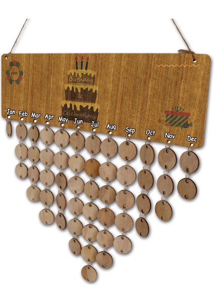 Vintage Ahşap Takvim Kurulu Doğum Günü Kutlaması Hatırlatma (Yurt Dışından)
