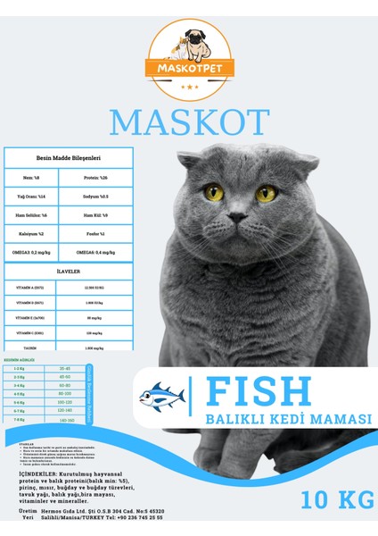 Balıklı Yetişkin Kedi Maması 10 kg