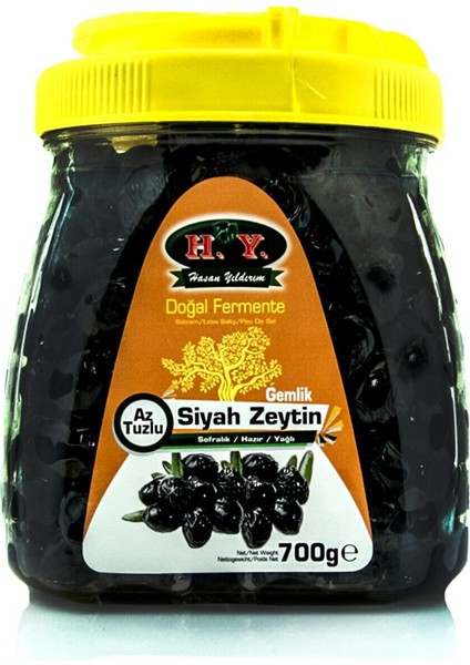 H.y. Muratoba Köyü Zeytinleri Sofralık Az Tuzlu Siyah Zeytin Gemlik (321-380) 700 gr Pet