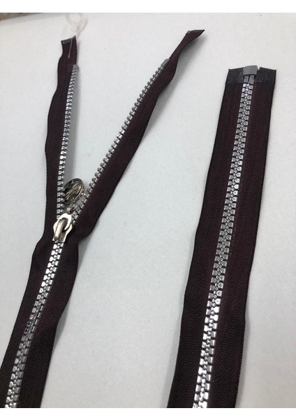 Fermuar 80 cm Metalik Görünümlü Plastik Diş Kahve