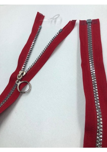 Fermuar 80 cm Metalik Görünümlü Plastik Diş Kırmızı