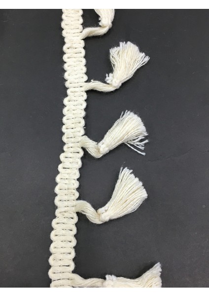 Pamuklu Püskül Şerit Krem 3 Metre