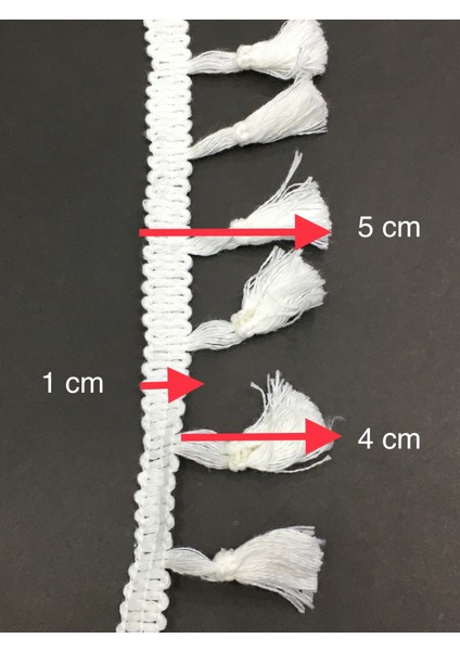 Pamuklu Püskül Şerit Krem 3 Metre