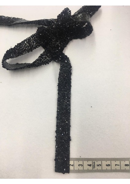 Ütü ile Yapışan Taş Şerit 2 Metre Siyah