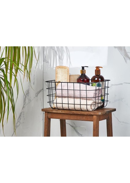 Mat Siyah Organizer Sepet 32x25x16 cm Banyo ve Mutfak İçin Pratik Çözüm