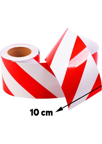 Reflektörlü Reflektif Fosforlu Şerit Bant 10 cm 1 Metre Ikaz Bandı Kırmızı Beyaz fiyatları