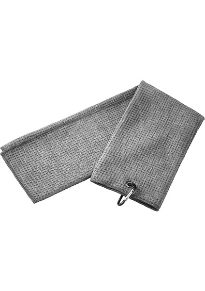 Golf Havlu Mikrofiber Örgü Desen Karabina Klip Su Emme Gri