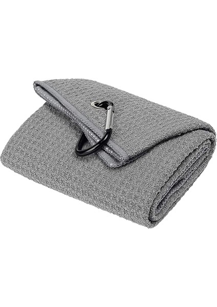 Golf Havlu Mikrofiber Örgü Desen Karabina Klip Su Emme Gri