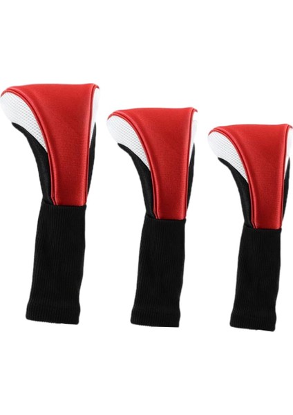 3pcs Naylon Golf Kafa Kapakları Sürücü Fairway Ahşap Hibrit Kapağı 1 3 5 Kırmızı Beyaz