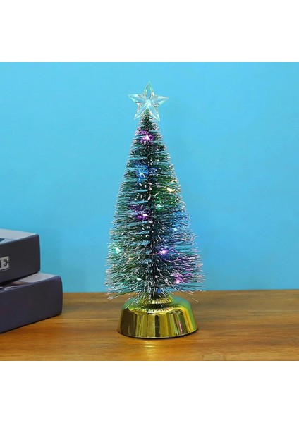 Minyatür Çam Yılbaşı Ağacı Işıklı Yapay Masa Süslemeleri Plastik Minyatür Ağaç Yeni Yıl Süslemeleri