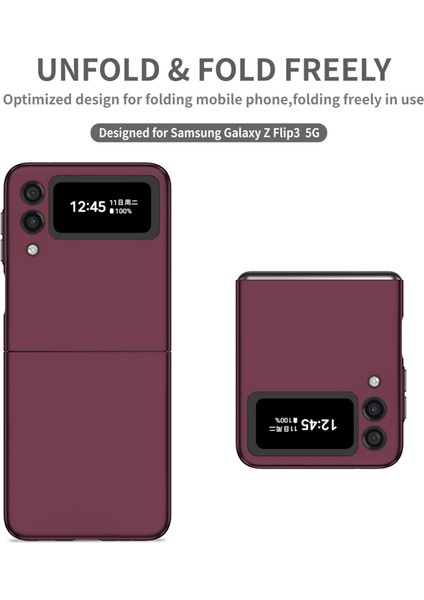 Samsung Galaxy Z Flip 3 5g Telefon Kılıfı - Koyu Kırmızı (Yurt Dışından)