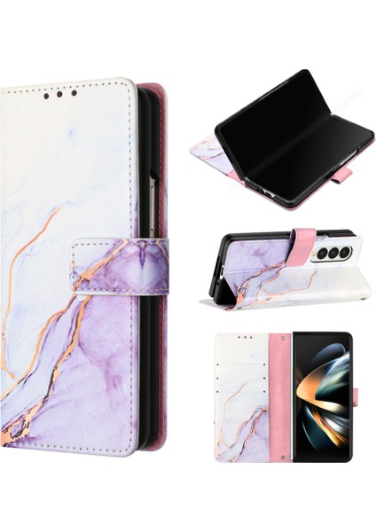 Samsung Galaxy Z Fold 4 5g Telefon Kılıfı - Beyaz/mor (Yurt Dışından)