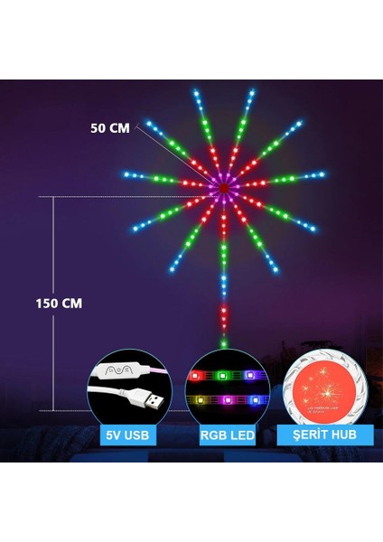 Havai LED Bluetooth Rgb 156 LED USB Akıllı Dekoratif Ses Müzik Destekli