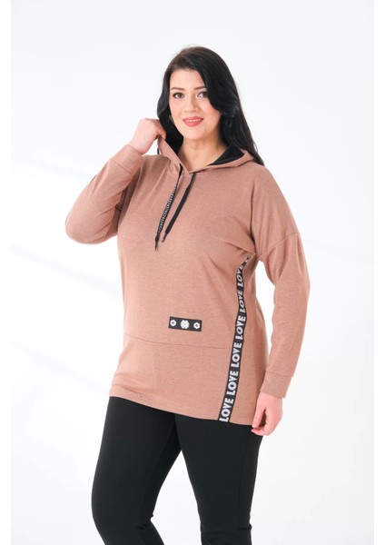 Lady Majestic Kapüşonlu Büyük Beden Sweatshirt