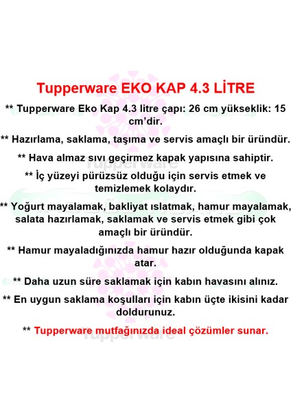 Eko Kap 4.3 Litre Saklama Servis Kabı Hsgl modelleri