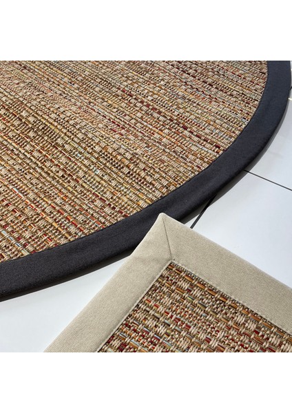 Asil Halı Rainbow Rustik Füme Bordürlü Coco Jüt Hasır Sisal Halı Kilim