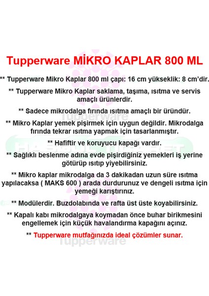 Mikro Kap 800 ml Mikrodalga Saklama Beslenme Kabı Hsgl