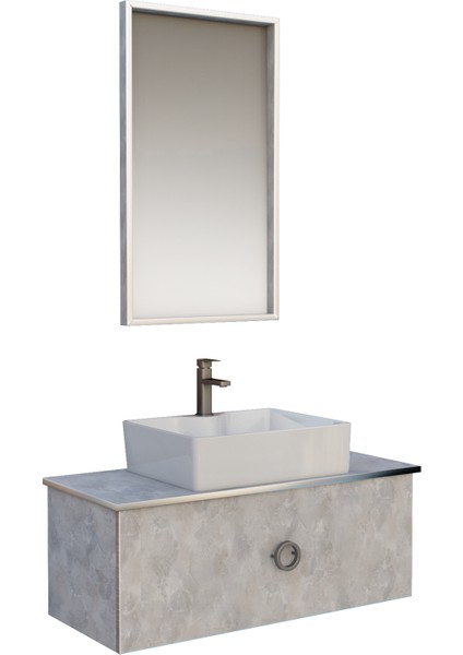 Banyo | T-Type 90 cm Açık Gri Banyo Dolabı