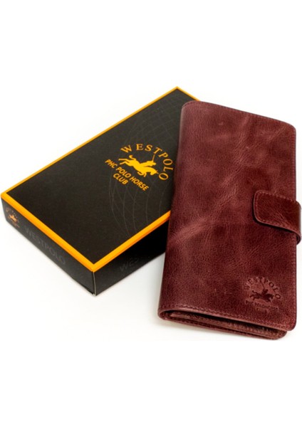 Hakiki Crazy Deri Telefon Bölmeli Unisex Portföy Cüzdan Kartlı