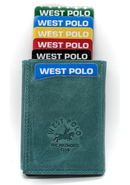 WEST POLO CÜZDAN Hakiki Deri Unisex Mekanizmalı Cüzdan Kartlık