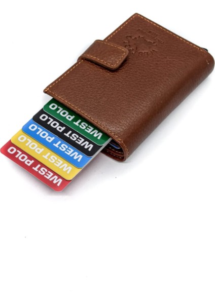 Mekanizmalı Hakiki Deri Taba Unisex Cüzdan Kartlık