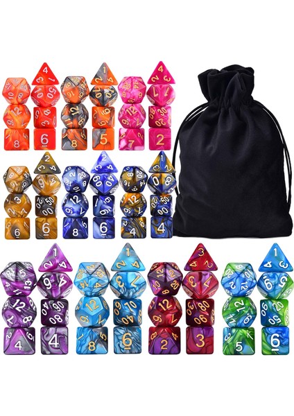 70 Adet Polehedral Set Depolama Çantası ile Tahta Oyun Stili Için Çift Renk (Yurt Dışından)
