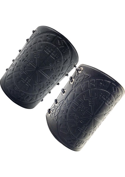 Nordic Deri Kol Bracers Wristband Punk Bracer Cosplay Ortaçağ Etkinlikleri Siyah (Yurt Dışından)