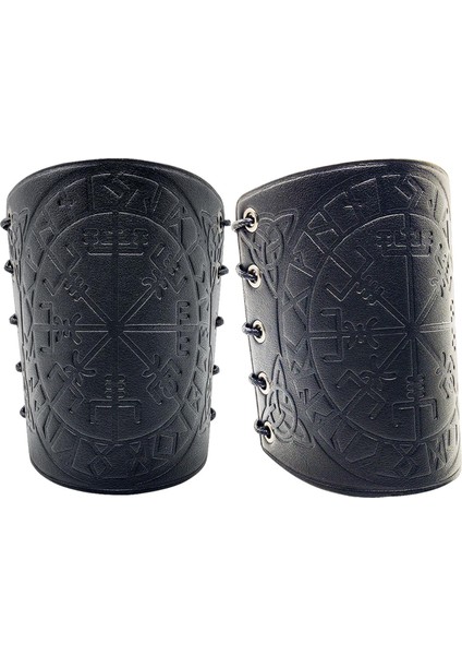 Nordic Deri Kol Bracers Wristband Punk Bracer Cosplay Ortaçağ Etkinlikleri Siyah (Yurt Dışından) fiyatları