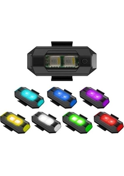 Motosiklet Bisiklet Drone Iha 7 Renk Harekete Duyarlı Şarzlı Mini Sinyal LED Çakar Uçak Kanadı Çakarı LED modelleri