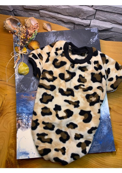 Leopar Desenli Polar Sweatshirt Köpek Kıyafeti & Elbisesi