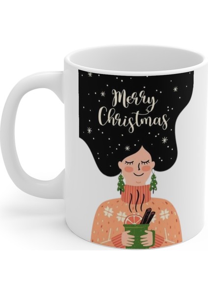 Noel Yılbaşı Kadın Portakallı Çay Merry Christmas Kupa Mug