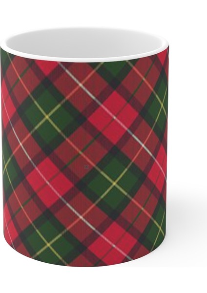 Noel Yılbaşı Tartan Desenli Kırmızı Kupa Mug