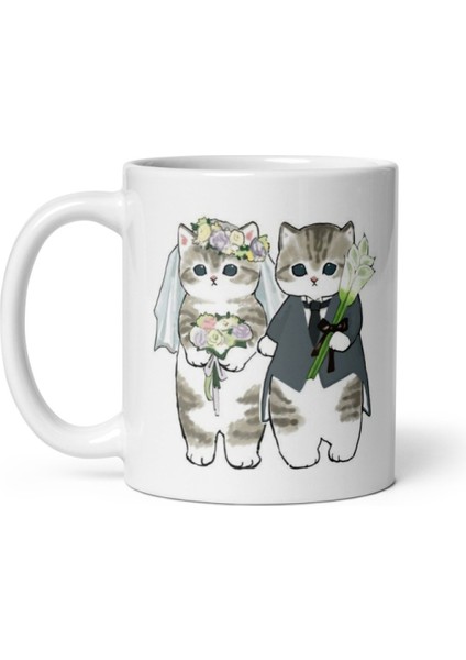 Gelin Vedamat Kediler Bride And Groom Cats Kupa Bardak Mug