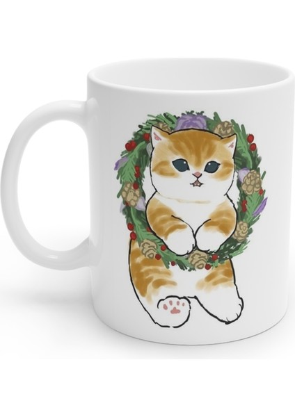 Çelenkli Kedi Kupa Bardak Mug