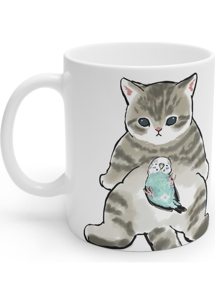 Kuş İle Arkadaş Kedi Kupa Mug