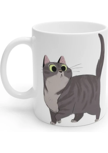 Gri Kedi Grey Cat Kupa Bardak Mug