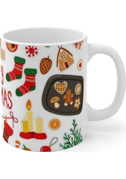 Noel Yılbaşı Renkli Çeşitli Figürler Merry Christmas Kupa Mug modelleri