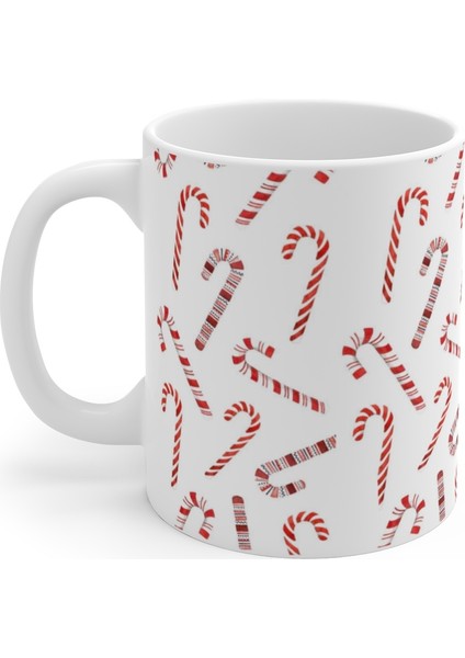 Noel Yılbaşı Baston Şekerler Candy Canes Kupa Mug