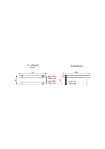 PARKSAN Ahşap Bank 140(L)X40(W)X45(H)