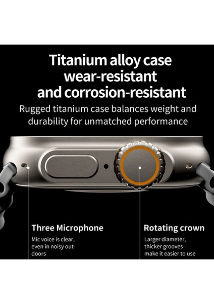 Happy World Shopping Zd8 Ultra Max Akıllı Saat Serisi 8 Titanyum Alaşımlı 1:1 49MM Kılıf Bluetooth Çağrı Nfc Ekg IP68 Su Geçirmez Spor Izle Erkekler Kadınlar (Yurt Dışından)
