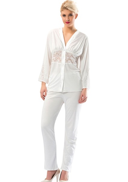 Ekru Penye Pijama Takımı - 1588