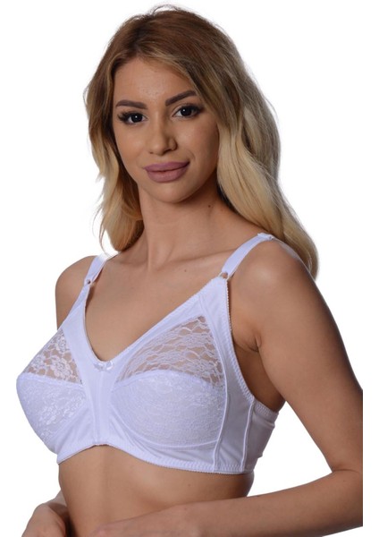 Beyaz Dantelli Toparlayıcı Sütyen - 503